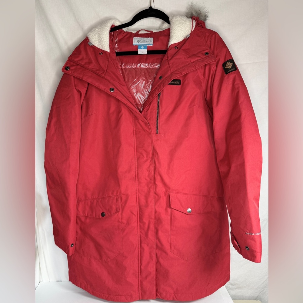 Columbia Omni-Heat Women's Red Hooded Faux Fur Ski Jacket Coat